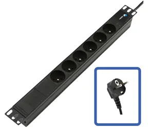 Lanview TUPS045 czarny / panel gniazd PDU / 19" / 1U / 6 gniazd / 4000 W / LED