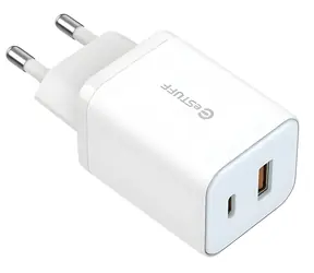 Ładowarka eSTUFF GaN 65W biała / Ładowarka / USB-C + USB-A / Power Delivery 65 W / GaN