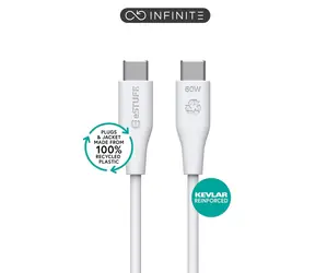 eSTUFF INFINITE (GRS) biały / Kabel / USB-C - USB-C / 2 m / 60 W PD
