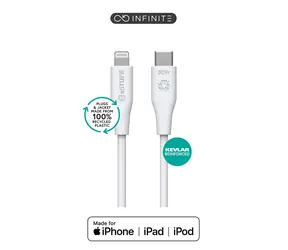 eSTUFF INFINITE (GRS) biały (ES602170-BULK) / Kabel Lightning / USB-C / 1 m / MFI