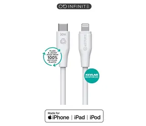 eSTUFF INFINITE (GRS) biały / Kabel / USB-C - Lightning / 3 m / MFI
