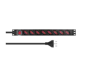 Panel dystrybucyjny Lanview 8x Schuko 19" czarny / Panel dystrybucyjny / 1U / Kabel 2 m / Przełącznik z podświetleniem