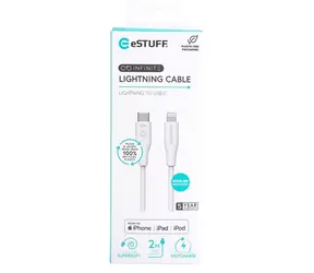 eSTUFF INFINITE (GRS) biały / Kabel / Lightning - USB-C / MFI / 2 m