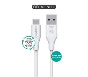 eSTUFF INFINITE (GRS) biały / Kabel / USB-C - USB-A / 2 m / 60 W PD