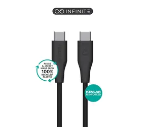 eSTUFF INFINITE (GRS) czarny / kabel USB-C / USB-C - USB-C / 1 m / 60 W / plastik z recyklingu