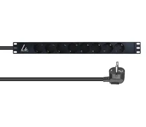 Panel rozdzielczy Lanview 19" 8x Schuko / Panel rozdzielczy / 1U / 16 A / 230 V / 3 m / czarny
