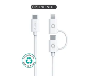 eSTUFF INFINITE Super Soft biały / Kabel / 2w1 / USB-C - USB-C/Lightning / MFI / 1 m