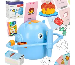 KIK Interaktywny edukacyjny robot rysujący niebieski / 100 kart obrazkowych / Instrukcja w języku angielskim / Ładowanie USB