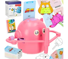 KIK Interaktywny edukacyjny robot rysujący w kolorze różowym / 100 kart obrazkowych / Instrukcja w języku angielskim / Ładowanie przez USB