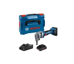 BOSCH GNA 18V-16 E Professional niebiesko-czarne / Akumulatorowe nożyce do blachy / 18 V / 2x ProCORE18V 4.0Ah / L-BOXX