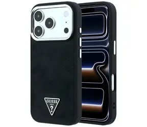 Guess Grained Triangle Logo MagSafe czarny / Tylna obudowa / MagSafe / iPhone 17 Pro Max i 18 Pro Max