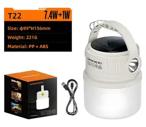 Superfire T22 / Lampa kempingowa / 90 lm / IP43 / USB-C / panel słoneczny