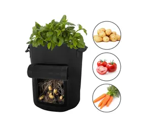 RULYT Torba ogrodowa czarna 24,7 l / Worek ogrodowy / Filc 260 g / Okno przezroczyste