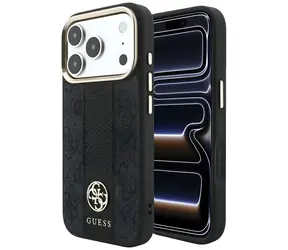 Guess 4G Stripe Round Classic Logo MagSafe czarny / Tylna obudowa / iPhone 17 Pro, 18 Pro / MagSafe
