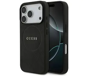Pierścień Guess Grained Gold MagSafe czarny / Tylna obudowa / iPhone 18 Pro, 17 Pro / MagSafe