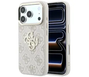 Guess 4G Big Strass Logo różowe / Tylna obudowa / iPhone 17 Pro/18 Pro