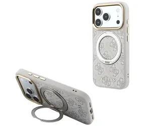 Podstawka pod pierścień Guess 360 4G Classic Logo różowa / Tylna obudowa / MagSafe / Apple iPhone 17/18 Pro Max