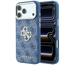 Guess 4G Big Strass Logo niebieski / Tylna obudowa / iPhone 18 Pro, 17 Pro