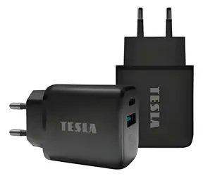 Ładowarka sieciowa TESLA T220 czarna / Ładowarka / podwójna / 25 W / PD 3.0 / PPS