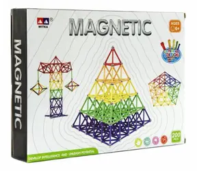 Zestaw magnetycznych klocków TEDDIES / 200 elementów / plastik/metal / kompatybilny z innymi zestawami magnetycznymi / od 6 lat