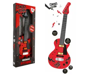 Gitara TEDDIES ROCK STAR czerwona / 58 cm / na baterie / z dźwiękiem i światłem / od 3 lat