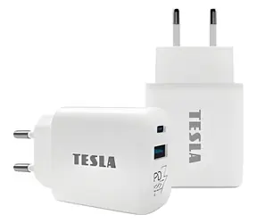 Ładowarka sieciowa TESLA T220 biała / Ładowarka / podwójna / 25 W / PD 3.0 / PPS