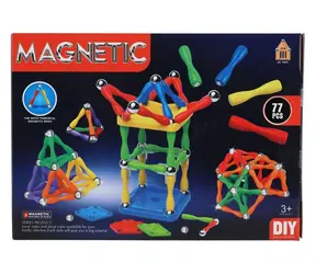 Zestaw magnetycznych klocków TEDDIES 77 elementów / Zestaw konstrukcyjny / metal/plastik / w pudełku / 3+