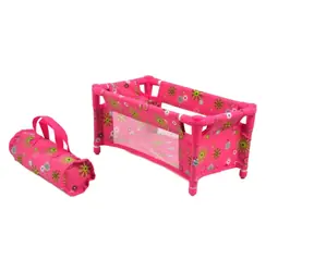 Łóżeczko dla lalek TEDDIES / Podróżne / Składane / Materiał/metal / 43x23x20 cm / od 3 lat