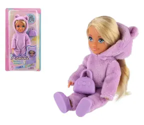 TEDDIES Lalka Ankiki w kombinezonie z torebką / Plastik / 14 cm / od 3 lat