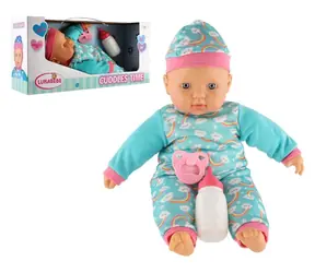 TEDDIES Lalka bobas z butelką i smoczkiem / 40 cm / Miękkie ciało / Akcesoria w zestawie