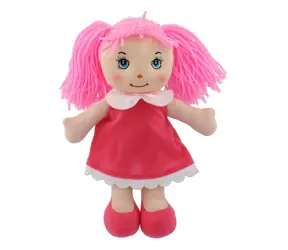 TEDDIES Lalka szmaciana Mazlinka z różowymi włosami / Materiał tekstylny / 31 cm / od 0 miesięcy