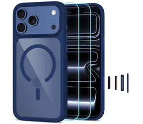 Tech-Protect MagOne MagSafe transparentne ciemnoniebieskie / Etui + szkło ochronne 2 szt. / Apple iPhone 17 Pro Max, 18 Pro Max