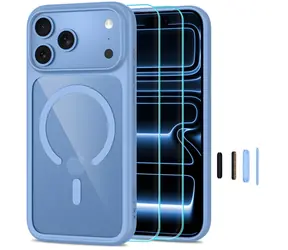 Tech-Protect MagOne CC transparentny niebieski / Etui + szkło hartowane 2 szt. / Apple iPhone 17 Pro, 18 Pro / MagSafe