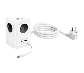 Cubenest PowerCube szary / Przedłużacz / 230V / 4 gniazda / USB-C PD 65W / 1,5 m