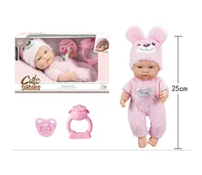 MIŚKI Lalka bobas ze smoczkiem i grzechotką / 25 cm / Ciało stałe / Plastik