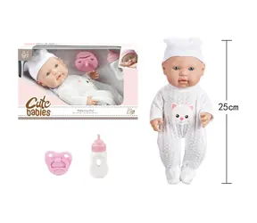 MIŚKI Lalka bobas ze smoczkiem i butelką / 25 cm / Ciało stałe / Plastik