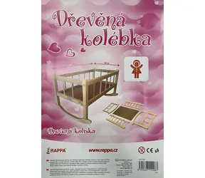 Rappa Drewniana kołyska dla lalek 50 x 28 cm / Kołyska / Drewno