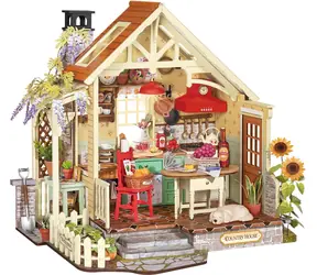 Drewniana układanka 3D Robotime Rolife DIY House: Kuchnia w stylu rustykalnym / Oświetlenie LED / 438 elementów / 14+ lat