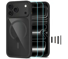 Tech-Protect MagOne CC przezroczysty czarny / Etui + szkło hartowane 2 szt. / Apple iPhone 17 Pro, 18 Pro / MagSafe