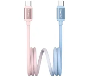 USAMS SJ756 Bicolor Series niebiesko-różowy / Kabel do transmisji danych / USB-C/USB-C / PD 60 W / 1,2 m