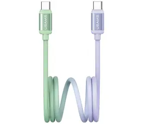 USAMS SJ756 Seria Bicolor zielono-fioletowy / Kabel do transmisji danych / USB-C/USB-C / PD 60 W / 1,2 m