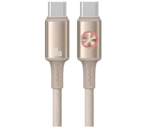 USAMS SJ752 Titanium / Kabel do transmisji danych / USB-C (M) - USB-C (M) / 60 W / 1,2 m