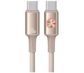 USAMS SJ751 Huan Series Titanium / Kabel do transmisji danych / USB-C - USB-C / PD 240 W / 1,2 m / Pierścień LED