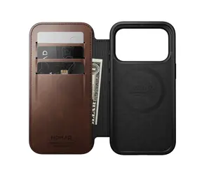 Nomad Modern Leather Folio rustykalny brąz (Horween) / Etui / Apple iPhone 17/18 Pro / skóra