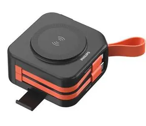 Philips DLP4347CB/00 czarny / Power bank / 10 000 mAh / Ładowanie bezprzewodowe 15 W / USB-C PD 20 W / Wbudowane kable