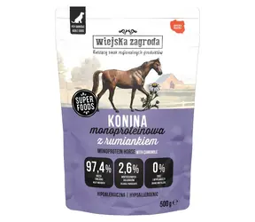 Wiejska Zagroda Monoprotein mięso końskie 500 g / Saszetka dla psów / bez zbóż / dla psów dorosłych