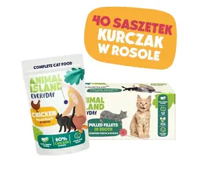 Animal Island Saszetki z kurczakiem w bulionie 40x85 g / Saszetki dla kotów / kurczak