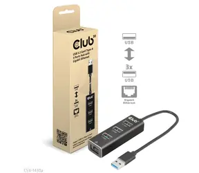 Club3D CSV-1430A / koncentrator USB / 3x USB 3.2 Gen 1 typu A / Gigabit Ethernet / USB typu A