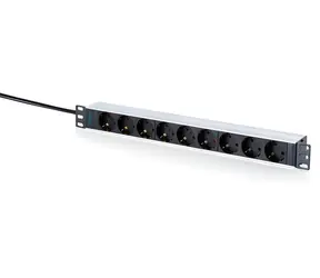 Listwa gniazdowa Digitus z profilem aluminiowym / Panel gniazdowy do szafy rack / 9 gniazd / kabel 2 m
