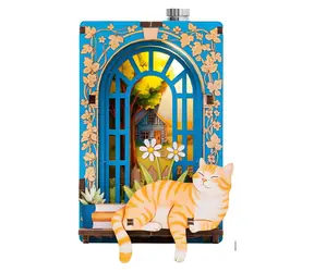 2KIDS TOYS Drewniana układanka 3D Magnetyczny Kotek w oknie / Oświetlenie LED / Drewno / od 14 lat
